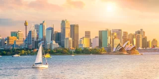 Downtown Sydney skyline in Australia at twilight