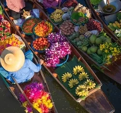 Thailand traditional ancient floating market