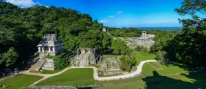 Palenque ruins in Mexico. Panoramic view