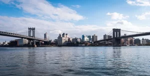 The Manhattan Bridge and Brooklyn Bridge, Manhattan, New York City