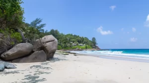 Carana Beach Panorama on Mahe Seychelles.