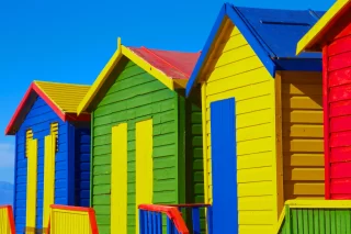 Colorful Beach Houses at the beach of Muizenberg, South Africa
