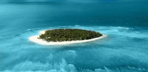 vista dall'alto di un atollo delle isole fiji