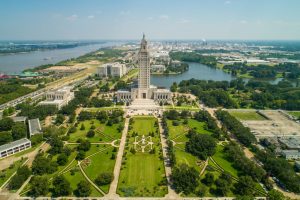 Aerial drone photo State Capitol Park Baton Rouge Louisiana