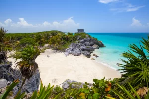 The Tulum ruins in the Riviera Maya south of Cancun Mexico
