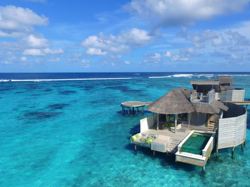 Laamu Water Villa with Pool Aerial view