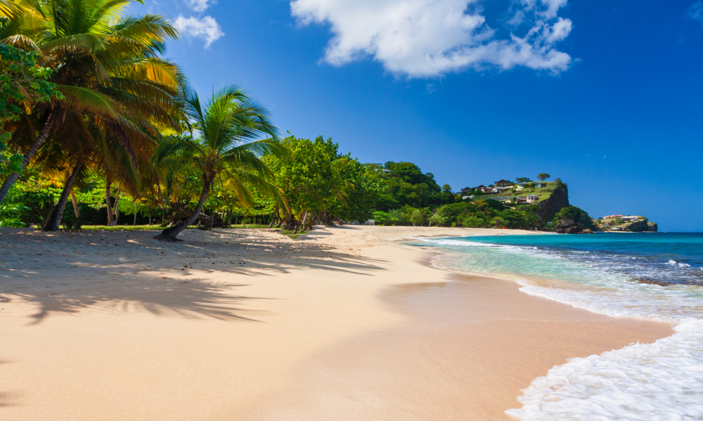 Caribbean. The Island Of Grenada. Grenada is a country and an island located in the southern part of the Antilles, Beautiful View Of Grand Anse In Grenada