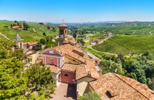 Town Of Barolo Among Rolling Hills With Vineyards