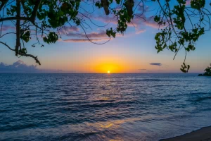 Scenic sunset on Negril Jamaica beach