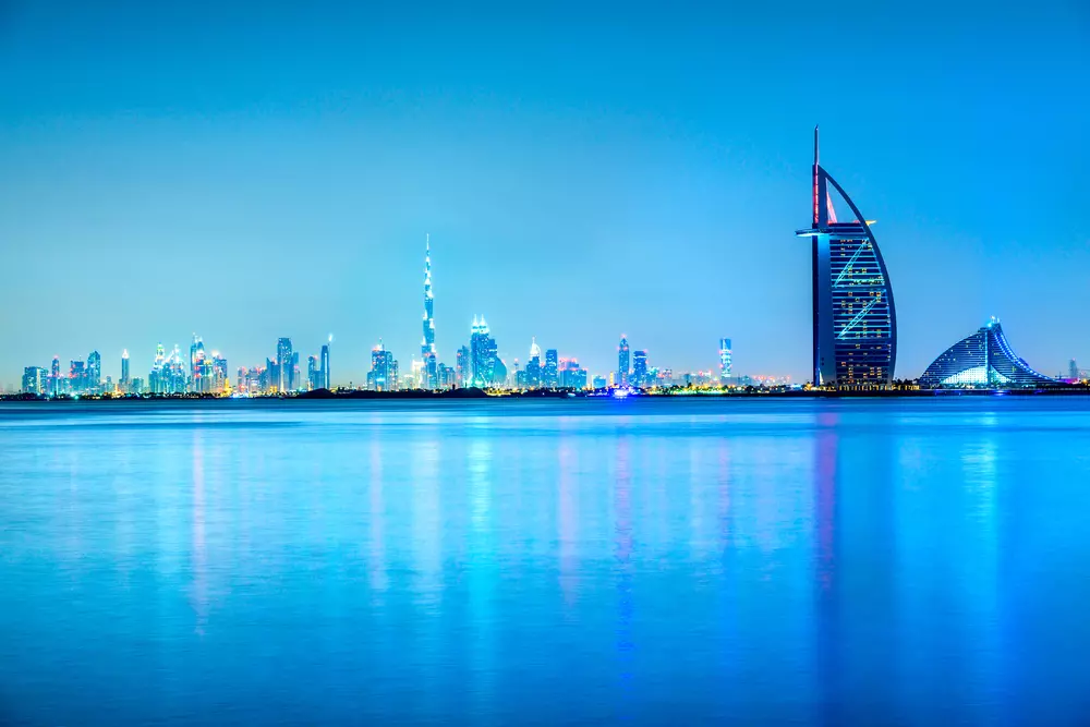 skyline dubai from sea-side