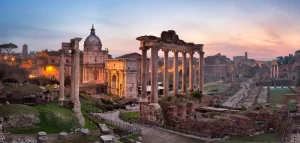 Vista dei fori imperiali al tramonto