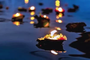 Aarti celebrations of light on river Ganges is a Hindu religious ritual of worship taking place in Varanasi, India.