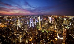night areal view of new york
