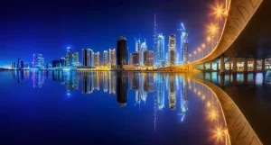 Panoramic view of Business bay of Dubai, UAE