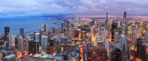 skyline chicago sunset