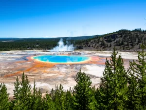 view of prismatic spring in yellowstone