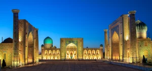 Registan, an old public square in the heart of the ancient city of Samarkand, Uzbekistan.