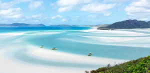 Whitehaven Beach is stretch along Whitsunday Island, Australia