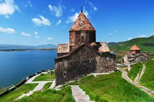 Sevanavank is a monastic complex located on a peninsula at the northwestern shore of Lake Sevan in the Gegharkunik Province of Armenia, not far from the town of Sevan