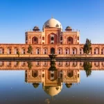 Humayun's tomb of Mughal Emperor Humayun designed by Persian architect Mirak Mirza Ghiyas in New Delhi, India.