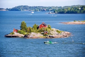 House on island in Baltic sea, Helsinki, Finland