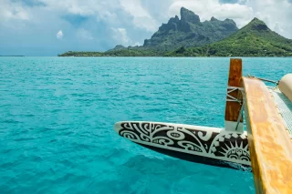 bora bora traditiona boat view