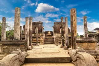 Ruins of Vatadage in Polonnaruwa Archaeological Museum, Sri Lanka