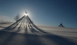 The contruction of Sami tent - north Norway.