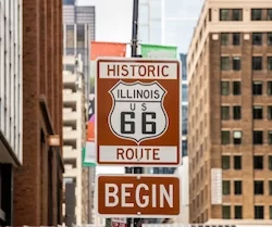 Route 66 Illinois Begin road sign at Chicago
