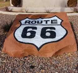 Route 66 Painted on Sandstone in Holbrook