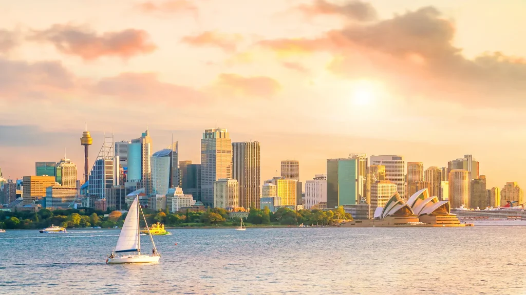 Skyline della città di Sydney al tramonto | Viaggio di nozze in Australia e Isole Cook