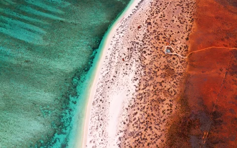 Aerial view of Cape Range National park and the Ningaloo Marine Park