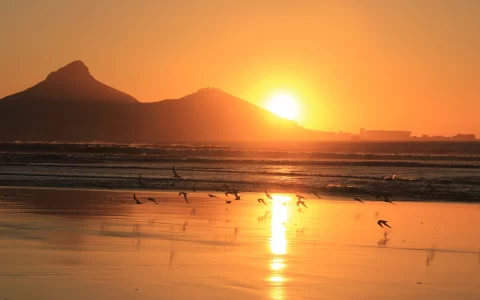 Beautiful sunset at Milnerton beach , Cape Town, Sudafrica