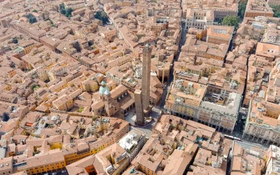 Bologna, Italy. Old Town areal view