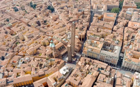 Bologna, Italy. Old Town areal view