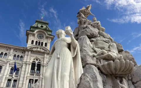 Detail of the Fountain on the four continents in Piazza Unità d'Italia Trieste