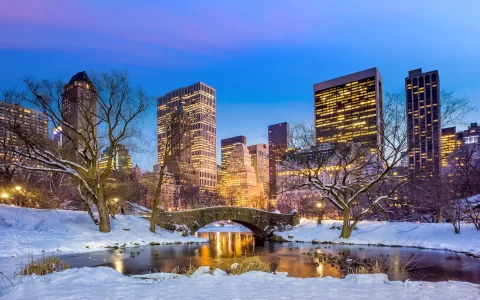 Gapstow bridge in winter, Central Park New York