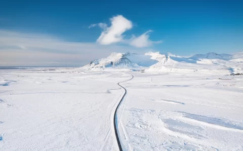 Iceland. Aerial view of the road.