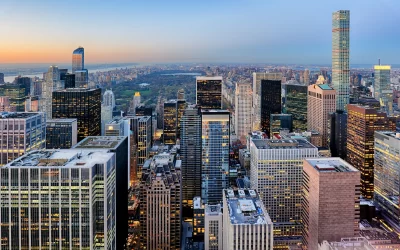 New York city at night, Manhattan, USA