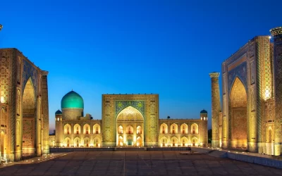 Registan, an old public square in the heart of the ancient city of Samarkand, Uzbekistan.