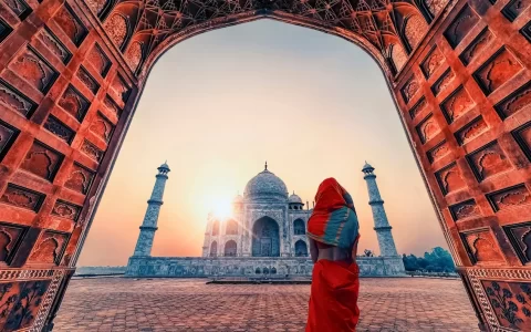 Taj Mahal mausoleum in Agra, Uttar Pradesh, India