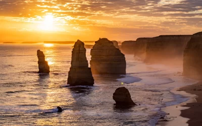 The famous Twelve Apostles at sunset