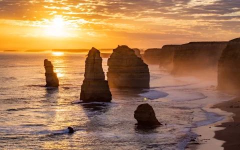 The famous Twelve Apostles at sunset