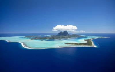 areal view of bora bora island