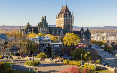 The Frontenac Castle in Old Quebec City in the beautiful autumn season