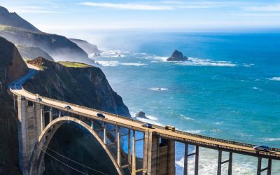 Big Sur Bridge California Ocean Road Costline CA-1 Drone Shot