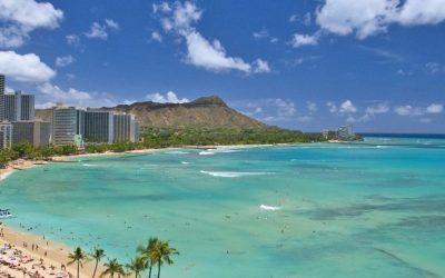 diamond head and waikiki beach on the island of Oahu in Hawaii