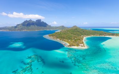 gorgeous view at bora bora island from the helicopter
