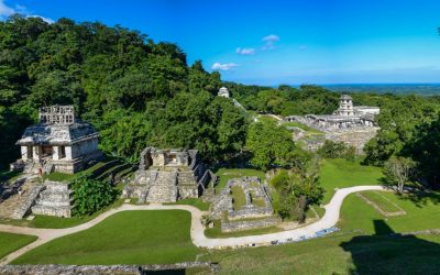 Palenque ruins in Mexico. Panoramic view