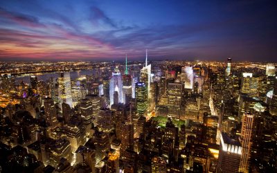 night areal view of new york